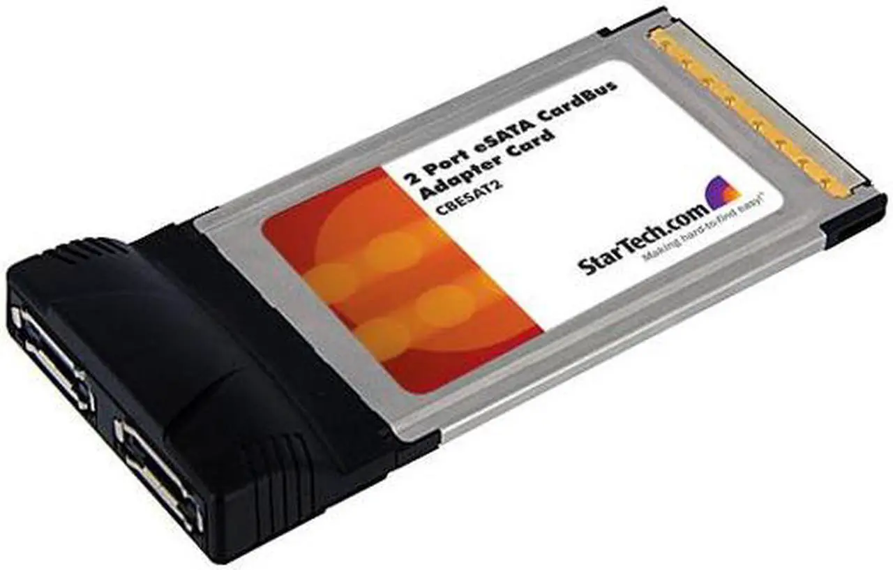 Main image of StarTech CBESAT2 2 Port CardBus eSATA Laptop Controller Adapter Card