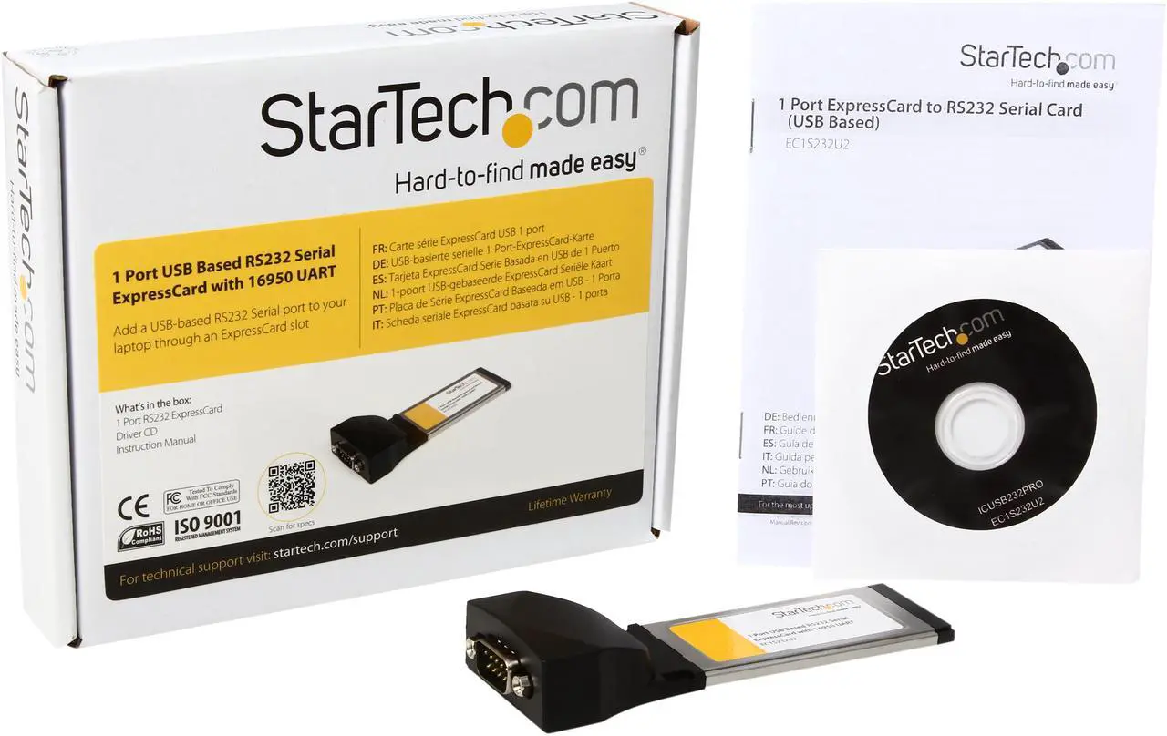 Alt view image 7 of 6 - StarTech.com EC1S232U2 Serial Ports ExpressCard 1 - DB-9 (9 pin; D-Sub) Male