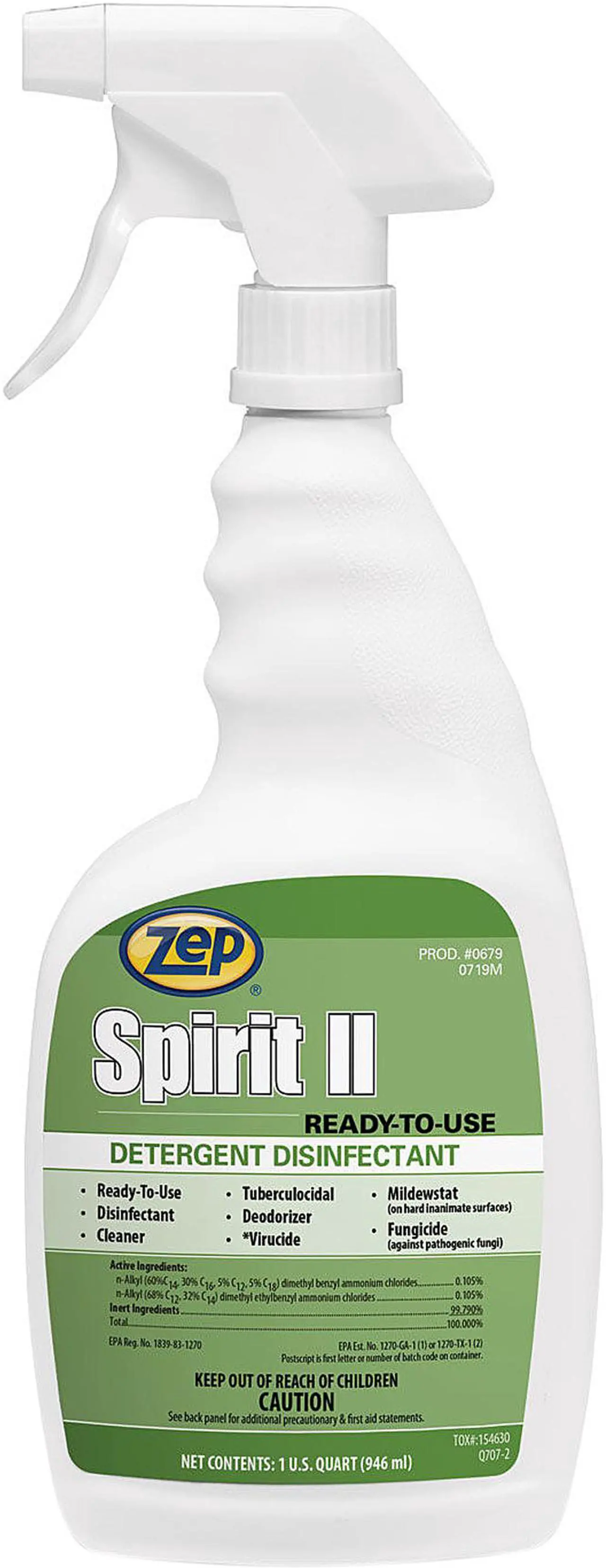 Main image of Zep Spirit II Ready-to-Use Disinfectant Citrus Scent 32 oz Spray 12/Ctn 67909
