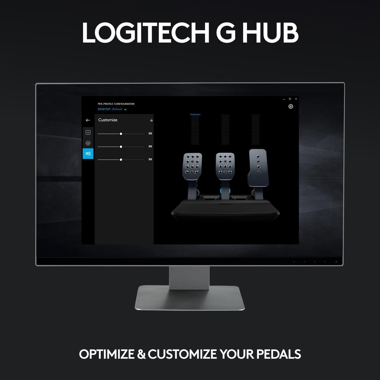 Alt view image 8 of 8 - Logitech G PRO Racing Pedals - Racing Simulator Pedals with 100kg Load Cell Brake, Fully Customizable, Swappable Springs & Elastomers, Modular Design