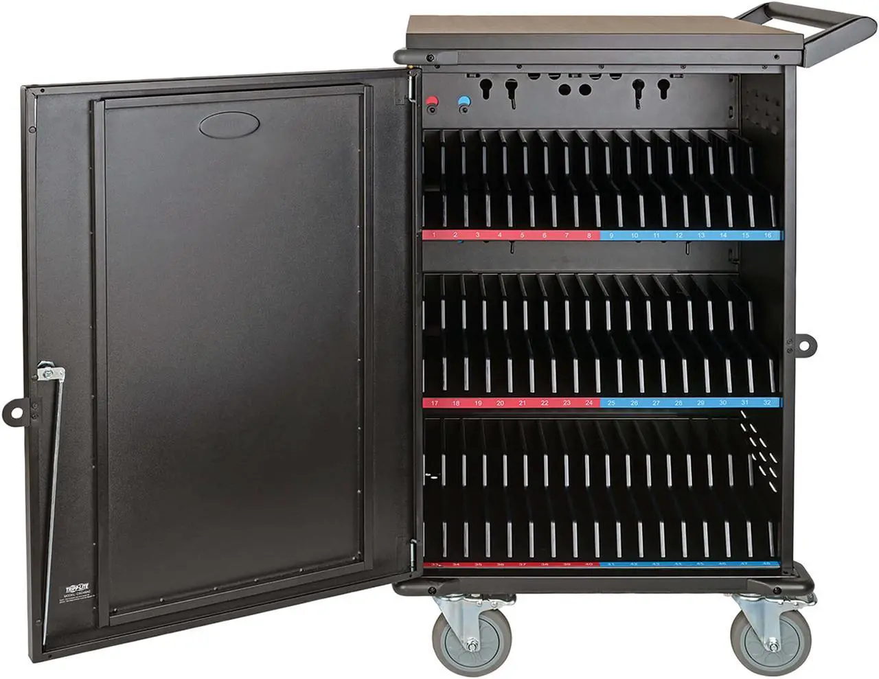 Alt view image 3 of 12 - Tripp Lite 48-Port Ac Charging Cart Storage Station Chromebook Laptop Tablet Black