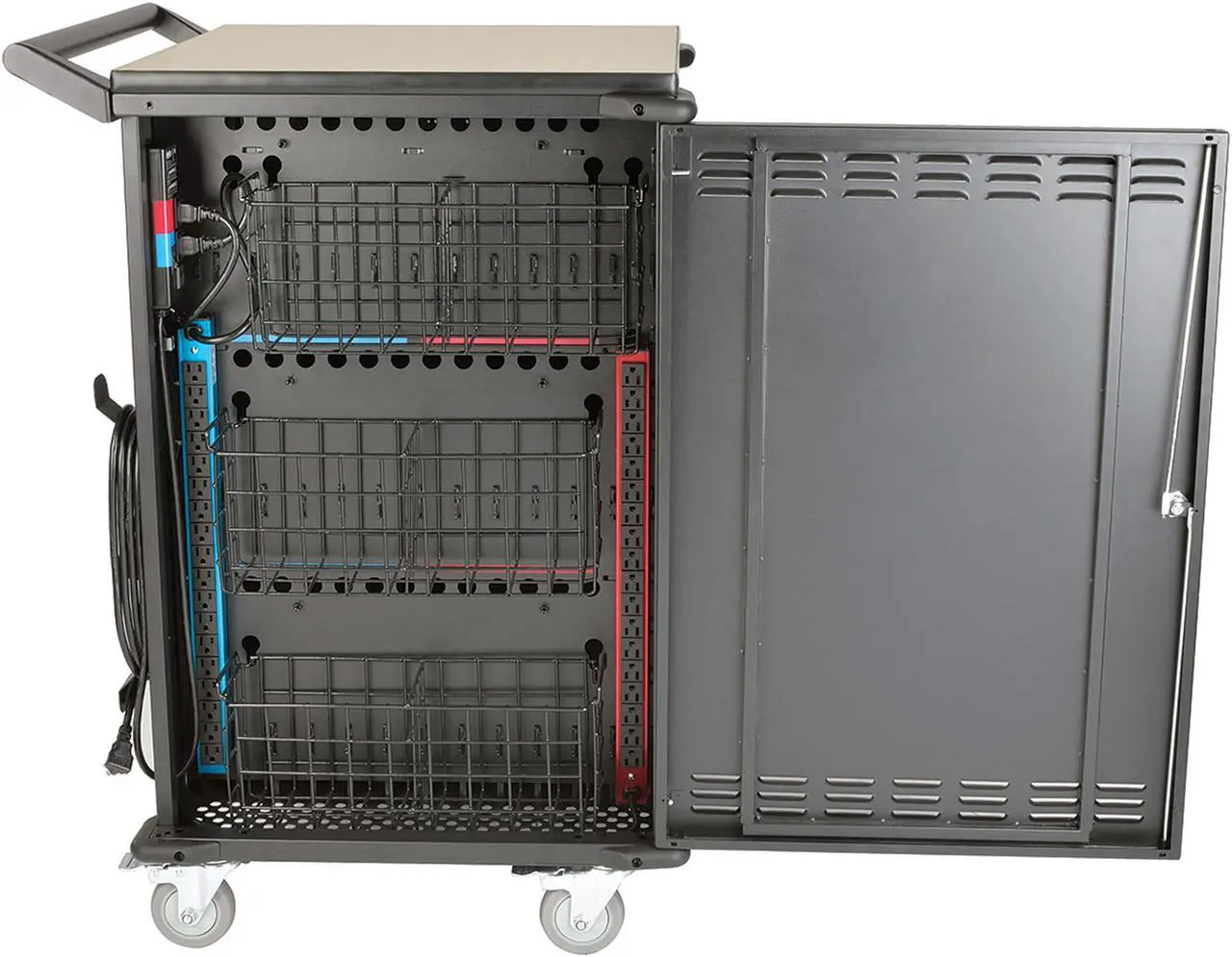 Alt view image 6 of 12 - Tripp Lite 48-Port Ac Charging Cart Storage Station Chromebook Laptop Tablet Black
