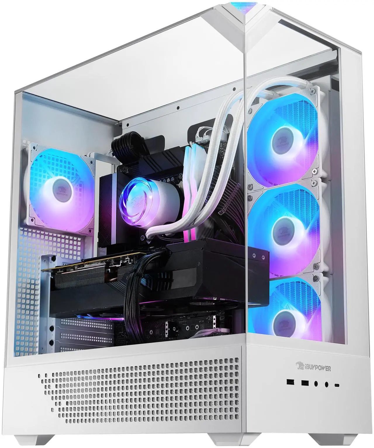 Alt view image 2 of 8 - iBUYPOWER Element 9 White Gaming PC Desktop - AMD Ryzen 7 7800X3D - NVIDIA GeForce RTX 5070Ti 16GB - 32GB DDR5 RGB - 1TB NVMe SSD - EWA7N57T01