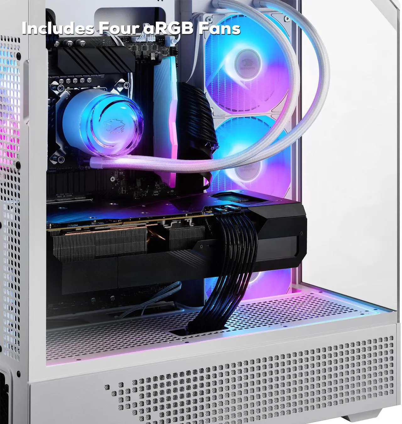 Alt view image 8 of 8 - iBUYPOWER Element 9 White Gaming PC Desktop - AMD Ryzen 7 7800X3D - NVIDIA GeForce RTX 5070Ti 16GB - 32GB DDR5 RGB - 1TB NVMe SSD - EWA7N57T01