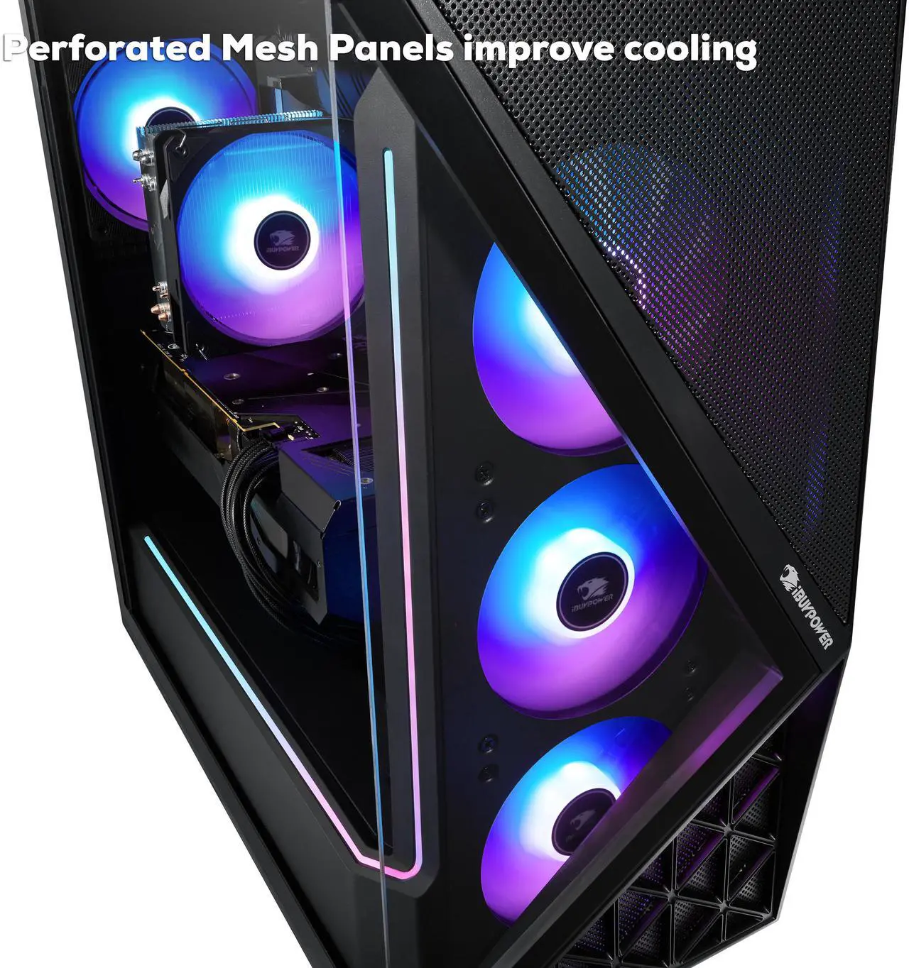 Alt view image 6 of 8 - iBUYPOWER Slate 9 Black Gaming PC Desktop - Intel Core i7 14700KF - NVIDIA GeForce RTX 5070Ti 16GB - 32GB DDR5 RGB - 1TB NVMe SSD - SBI7N57T01