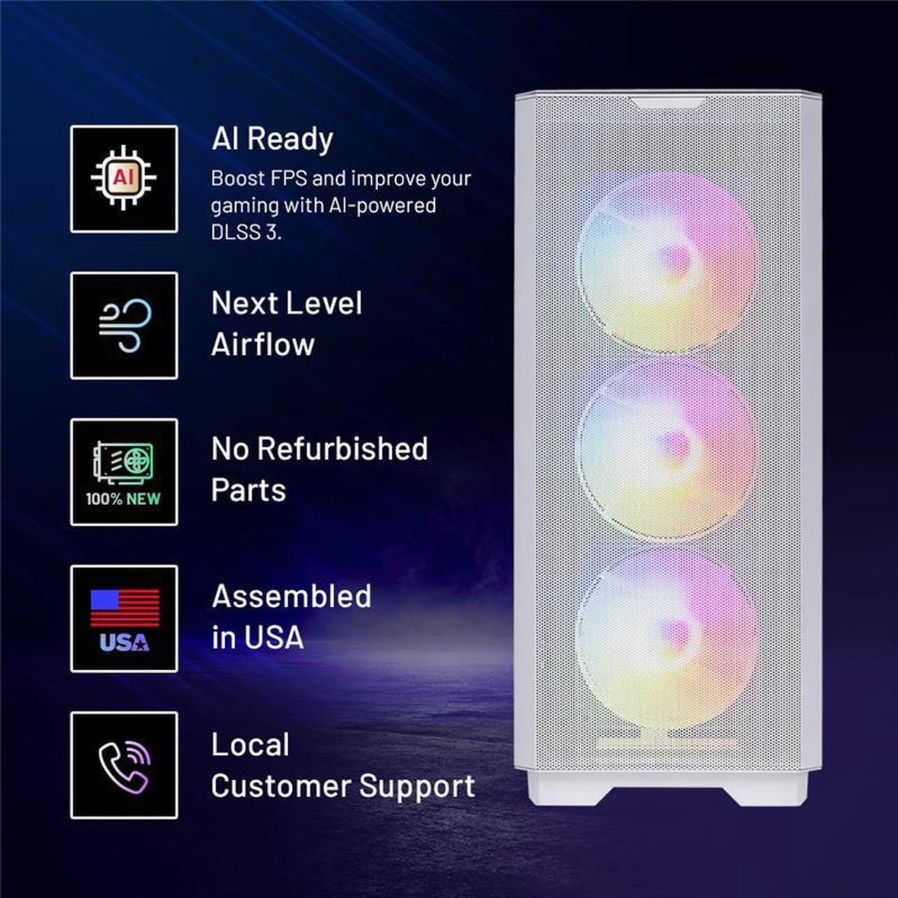Alt view image 2 of 6 - Skytech Eclipse Lite Gaming PC Desktop, Ryzen 7 9700X 3.8 GHz (5.5GHz Turbo Boost), NVIDIA RTX 4060 8GB GDDR6, X670 Motherboard, 1TB SSD, 32GB DDR5 6000, 650W GOLD, Wi-Fi, Win 11 Home