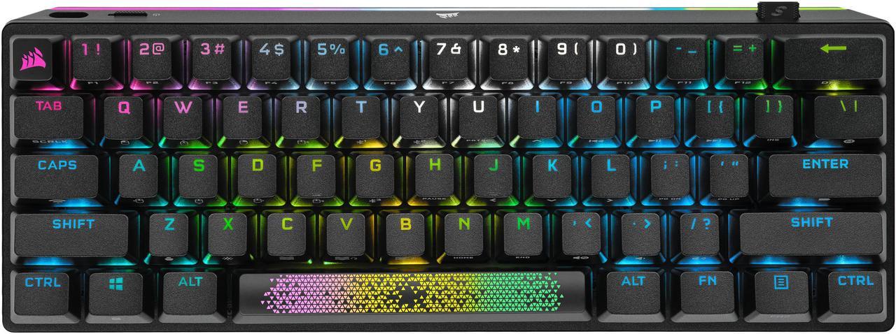 Corsair K70 PRO Mini Wireless RGB 60% Mechanical Gaming Keyboard (Fastest Sub-1ms Wireless, Swappable Cherry MX Speed Keyswitches, Durable Aluminum Frame and PBT Double-Shot Keycap) Black