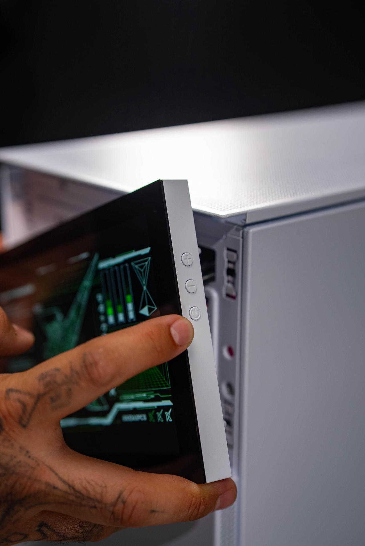 Alt view image 9 of 12 - Xidax X6 Gaming desktop-AMD RYZEN 7 9800X3D (up to 5.2GHz)|AMD Radeon RX 9070XT 16GB|32GB (2x16GB) DDR5 5600MHz|2TB M.2 NVMe|Genuine Windows 11 Home|Xen White Case with 8" LCD screen on front