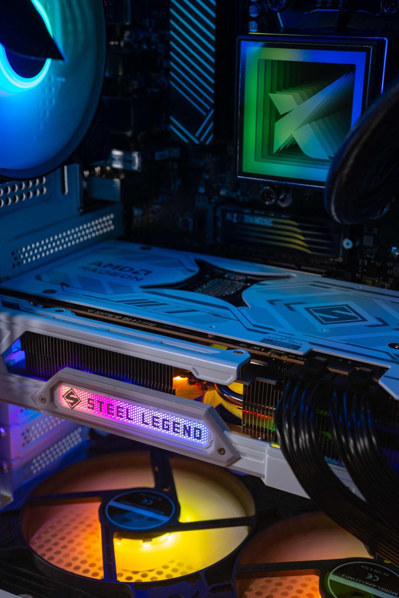 Alt view image 11 of 12 - Xidax X6 Gaming desktop-AMD RYZEN 7 9800X3D (up to 5.2GHz)|AMD Radeon RX 9070XT 16GB|32GB (2x16GB) DDR5 5600MHz|2TB M.2 NVMe|Genuine Windows 11 Home|Xen White Case with 8" LCD screen on front