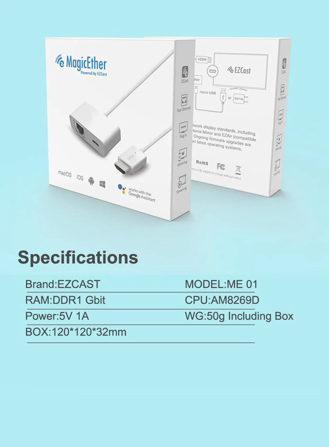 Main image of Wireless Receiver 1080P HDMI-compatible Display Dongle anycast EZCast MagicEther Airplay DLNA Screen Mirroring Adapter