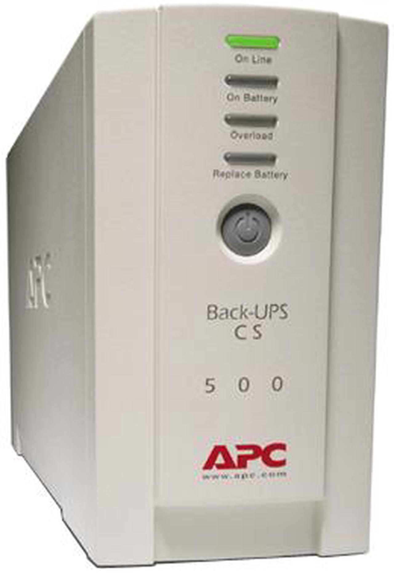 APC BK500EI 500 VA 300 Watts (1) IEC 320 C13 (Surge Protection)    
(3) IEC 320 C13 (Battery Backup) Outlets Back-UPS CS 500 USB/Serial European Version - 240V