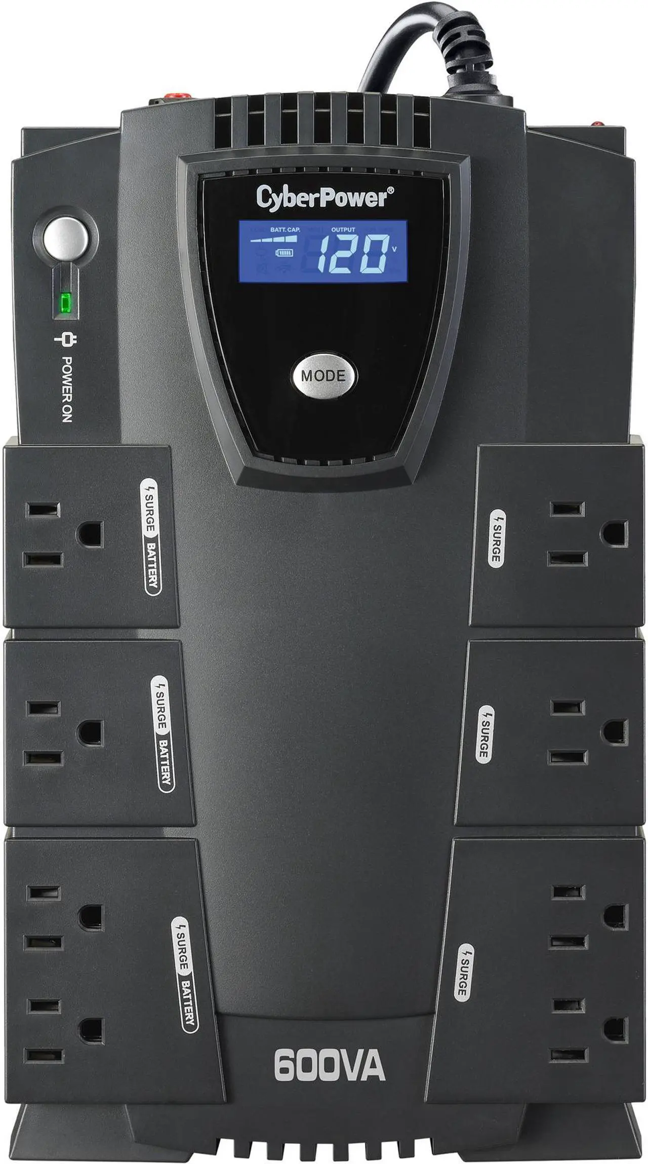 Main image of CyberPower Intelligent LCD Series CP600LCD 600VA 340W 4 x 5-15R Battery/Surge Protected 4 x 5-15R Surge Protected Outlets UPS
