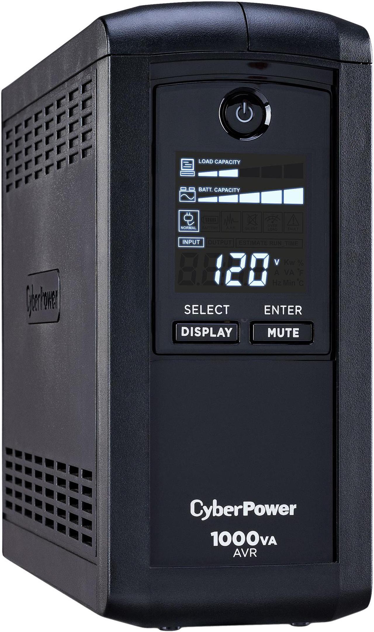 CyberPower Intelligent LCD UPS CP1000AVRLCD 1000 VA 600 Watts 9 Outlets UPS