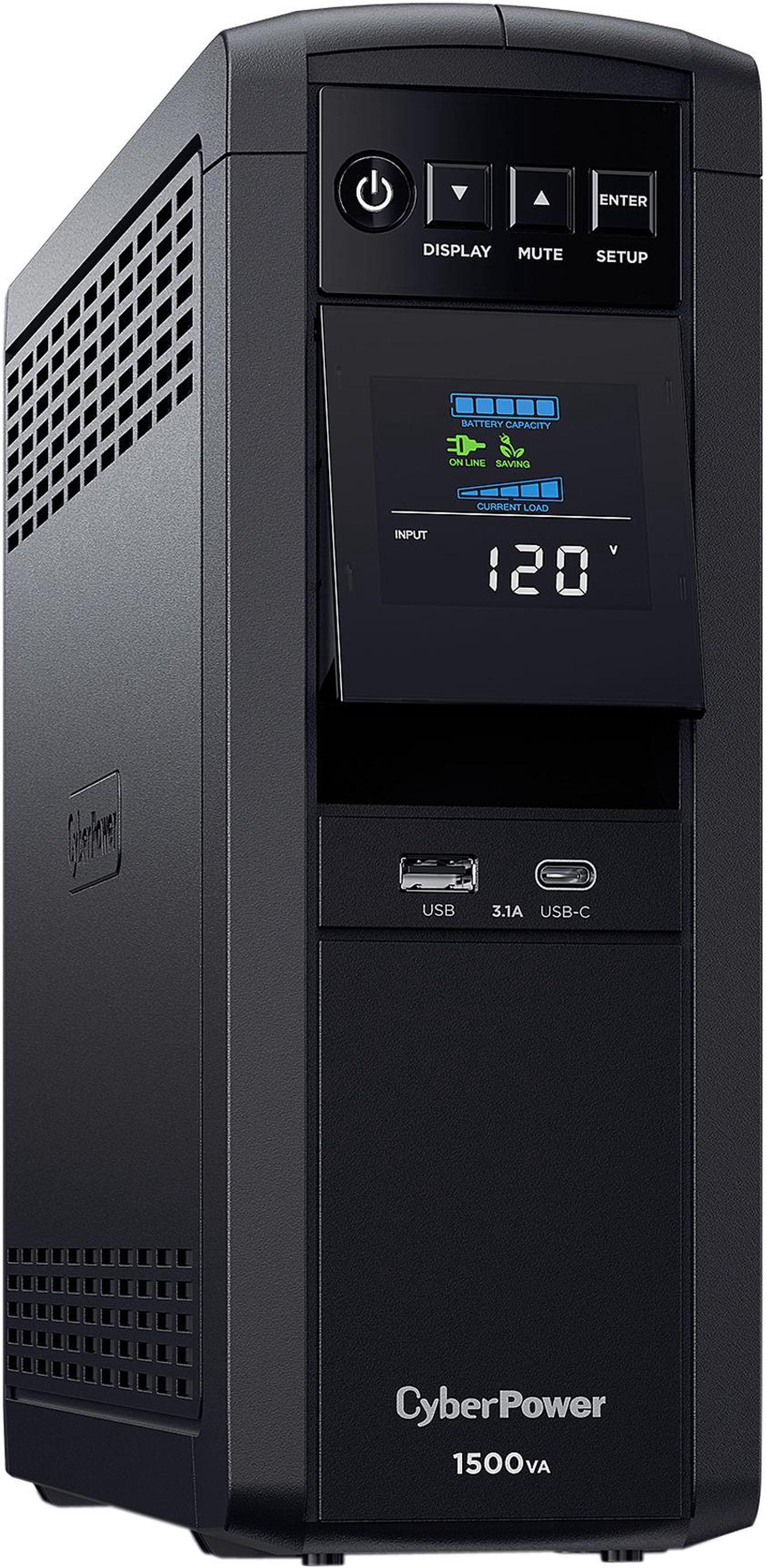 CyberPower CP1500PFCLCD PFC Sinewave UPS System, 1500VA/1000W, 12 Outlets, AVR, Mini Tower