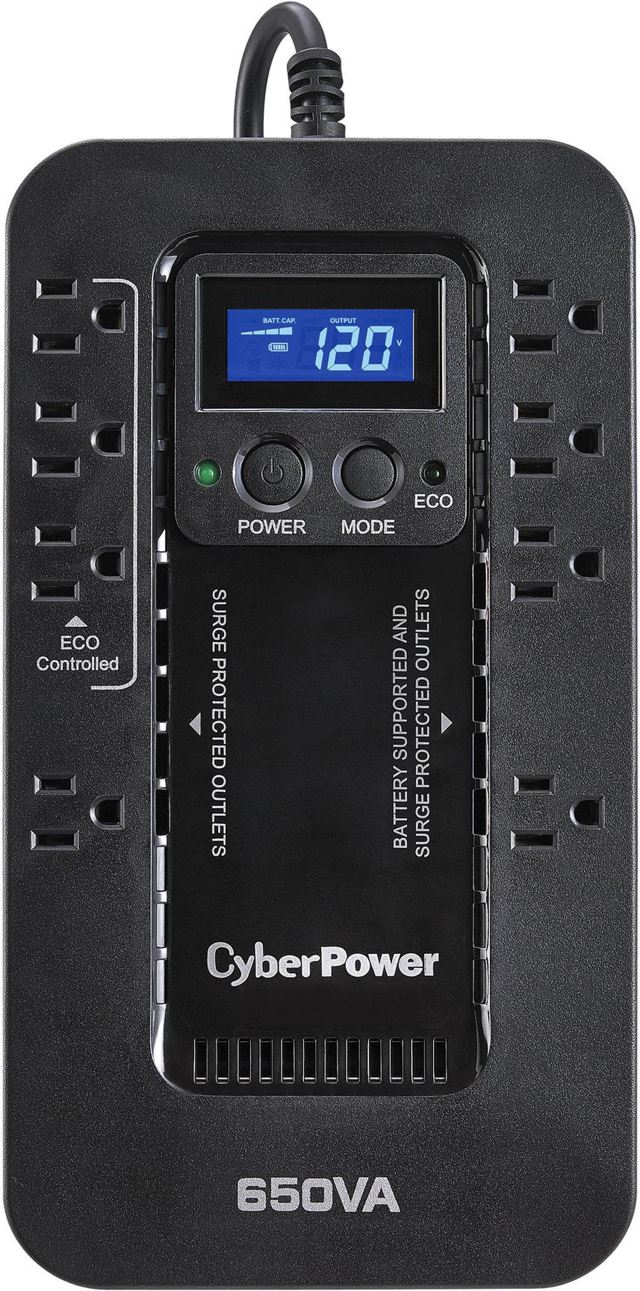 CyberPower EC650LCD ECO 650 VA /390 Watts Energy Efficient LCD Desktop UPS