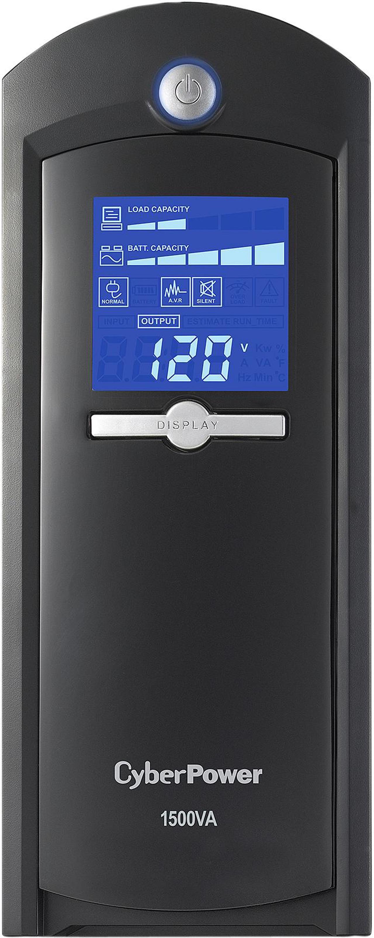 CyberPower Intelligent LCD 1500 VA 900 Watts 8 Outlets Line Interactive UPS (C1500LA)