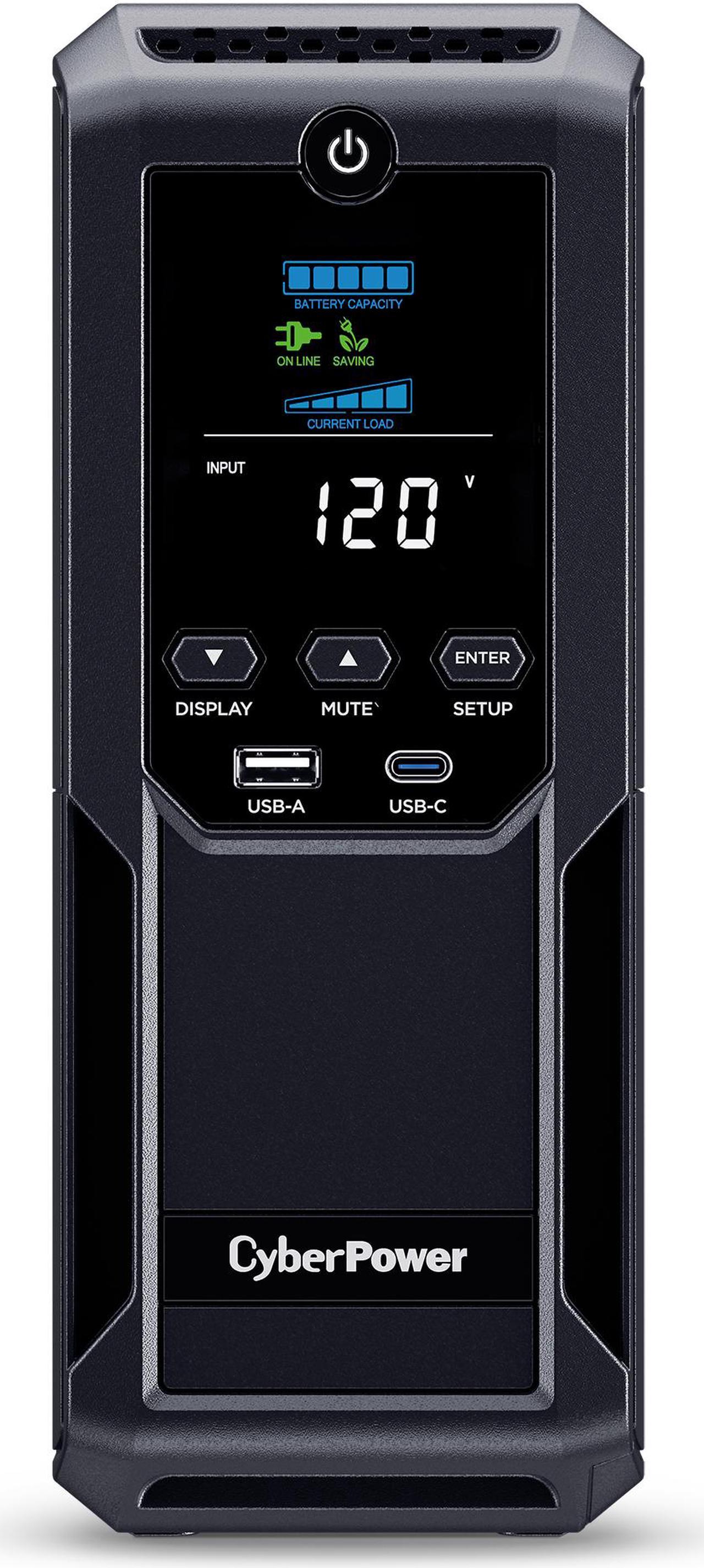 CyberPower Intelligent LCD UPS CP1500AVRLCD3 1500VA/900W, 12 Outlets, 2 USB Ports, AVR, Mini Tower