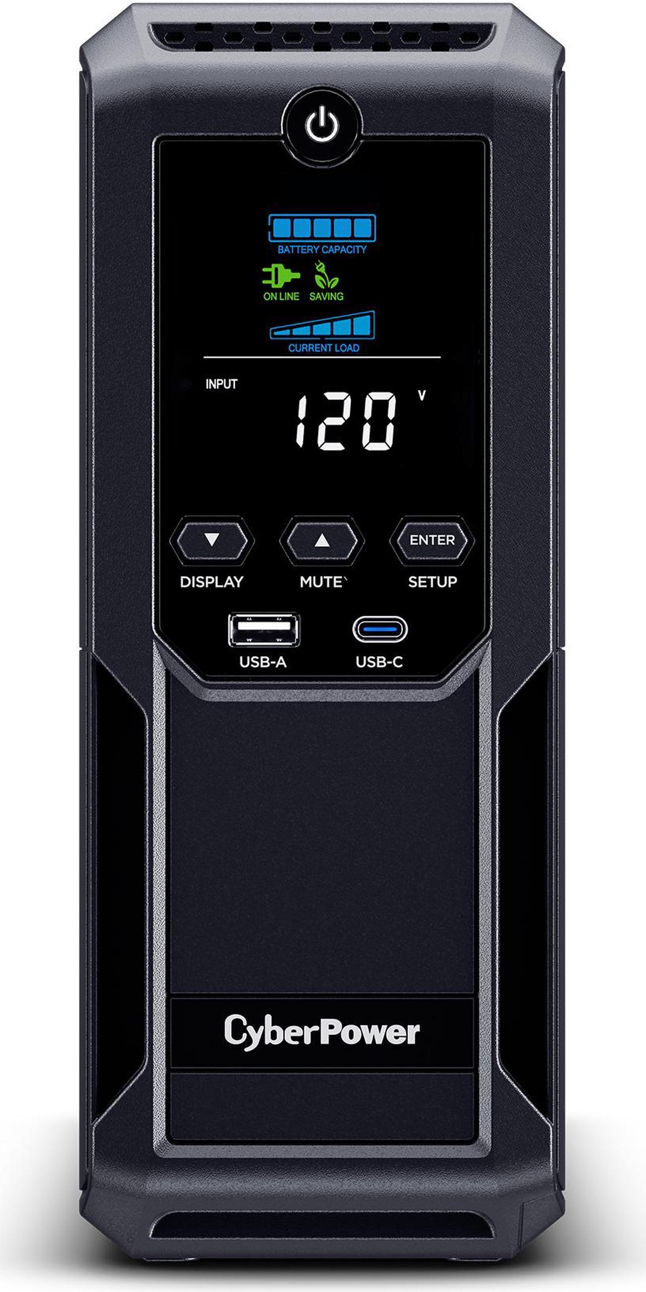 CyberPower BRG1500AVRLCD2 Intelligent LCD UPS System -1500VA/900W -1 2 Outlets - 2 USB Ports - AVR - Mini-Tower