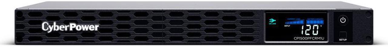 Main image of CyberPower PFC Sinewave CP1500PFCRM1U 1500VA Rack-mountable UPS - 1U Rack-mountable - AVR - 8 Hour Recharge - 1.60 Minute Stand-by - 120 V AC Input - 120 V AC Output - Sine Wave - Serial Port - USB - LCD Display - 6 x NEMA 5-15R
