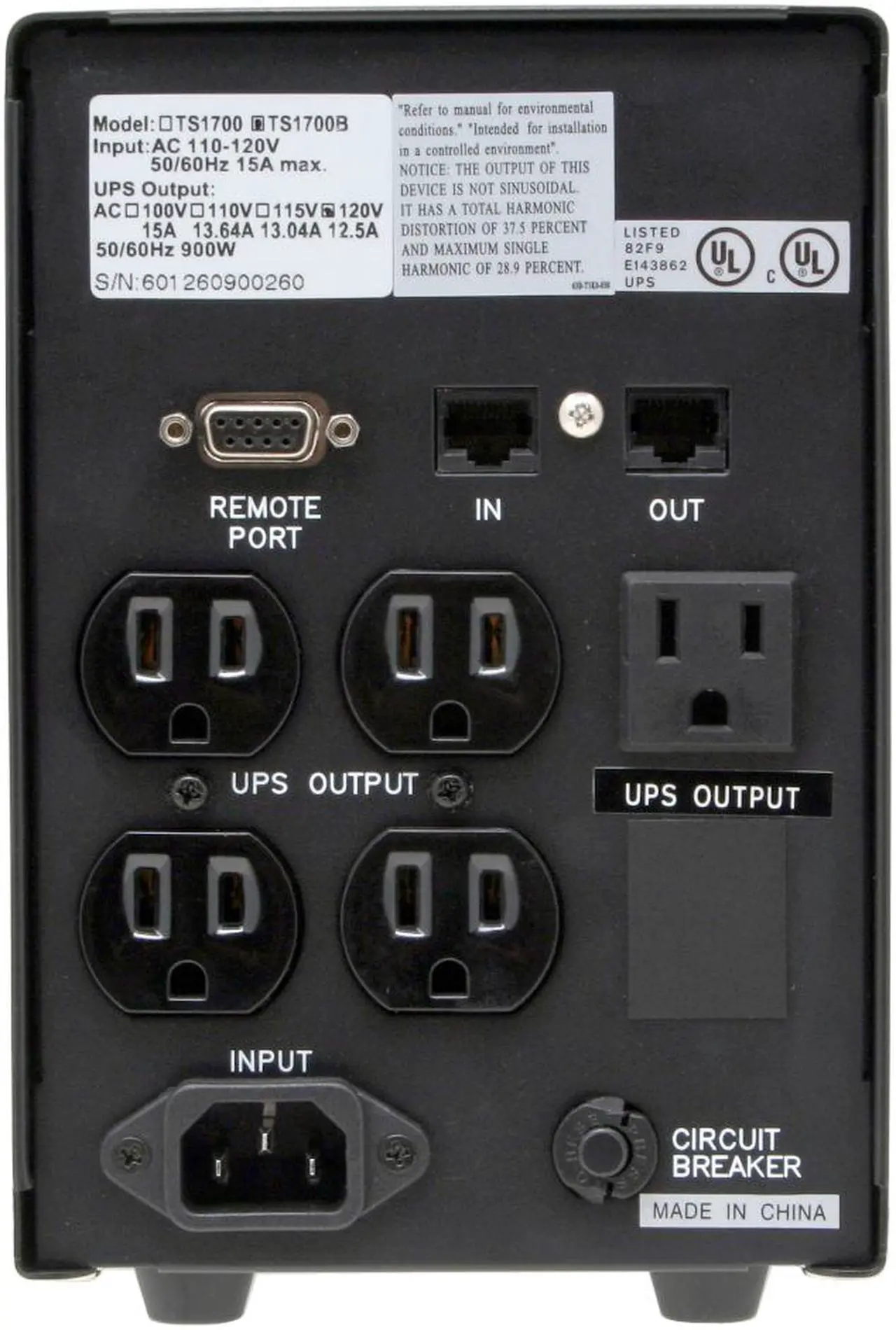 Alt view image 5 of 8 - OPTI-UPS Thunder Shield TS1700B 1500 VA 900W Line Interactive w/ AVR 5 Outlets Black UPS