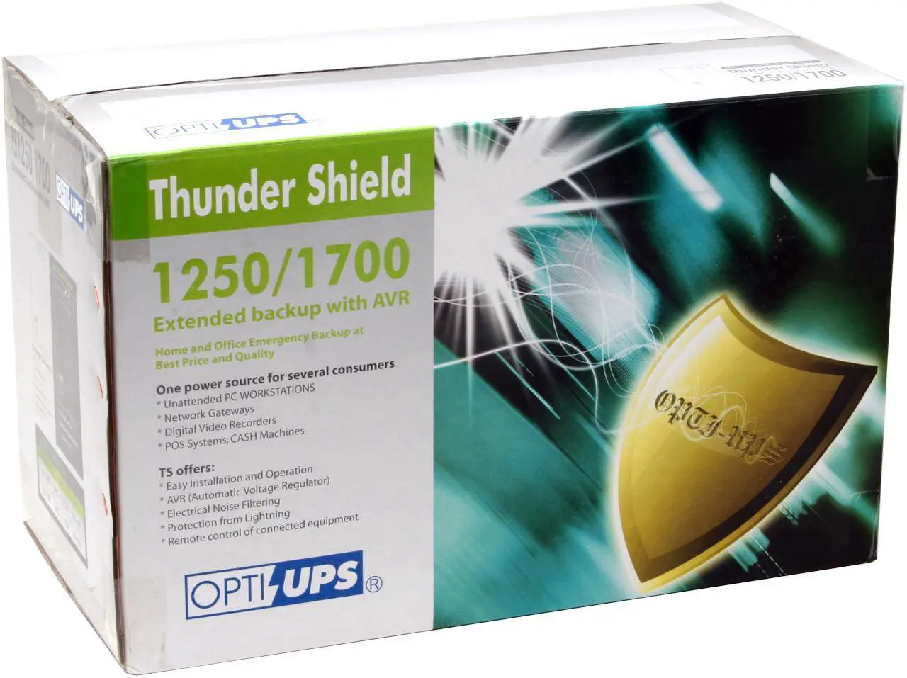 Alt view image 8 of 8 - OPTI-UPS Thunder Shield TS1700B 1500 VA 900W Line Interactive w/ AVR 5 Outlets Black UPS