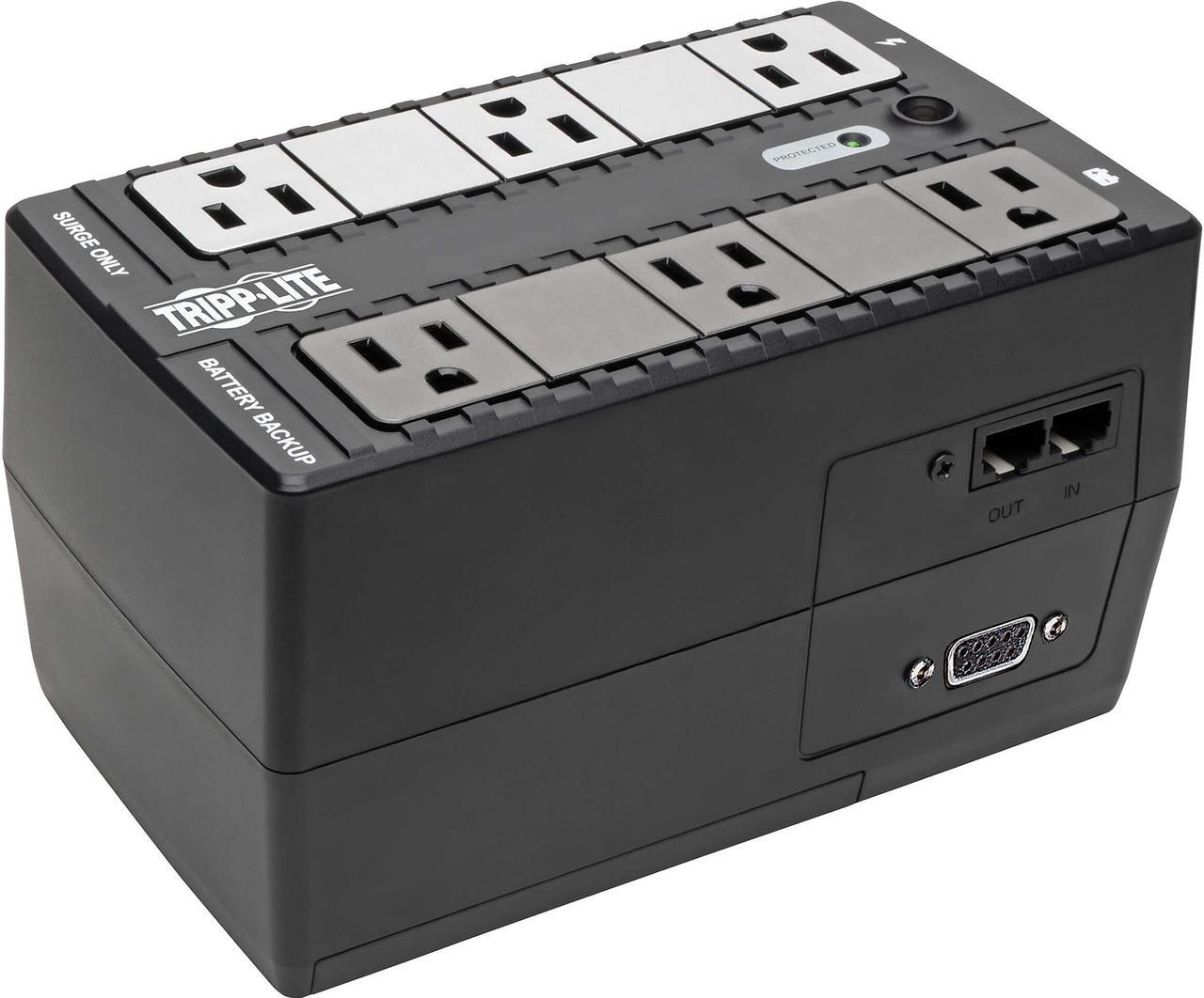 Main image of Tripp Lite Internet Office 120V 350 VA 180 Watts Standby UPS, 6 Outlets (NEMA 5-15R), 5-15P Plug, DB9, Tel/DSL (INTERNET350SER)