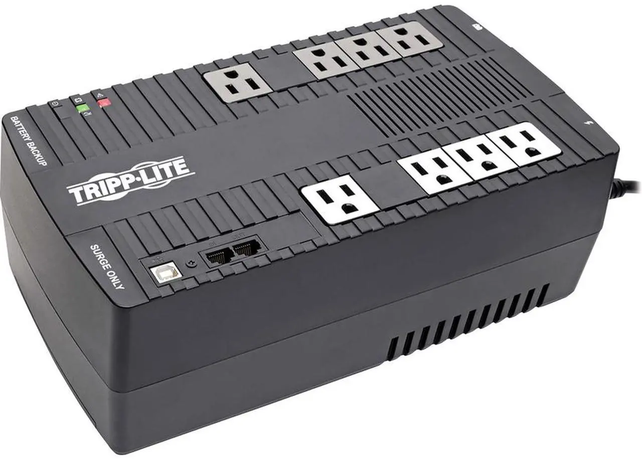 Alt view image 2 of 10 - Tripp Lite VR550U Series 550VA 300W Line-Interactive UPS -8 NEMA 5-15R Outlets, AVR, 120V, 50/60 Hz, USB, Desktop/Wall Mount - Ultra-compact Desktop/Tower/Wall Mount-AVR - 8Hour Recharge -120 V AC