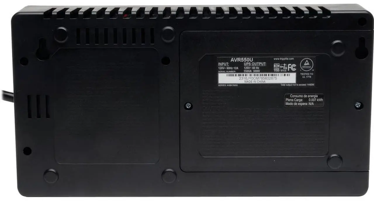 Alt view image 7 of 10 - Tripp Lite VR550U Series 550VA 300W Line-Interactive UPS -8 NEMA 5-15R Outlets, AVR, 120V, 50/60 Hz, USB, Desktop/Wall Mount - Ultra-compact Desktop/Tower/Wall Mount-AVR - 8Hour Recharge -120 V AC