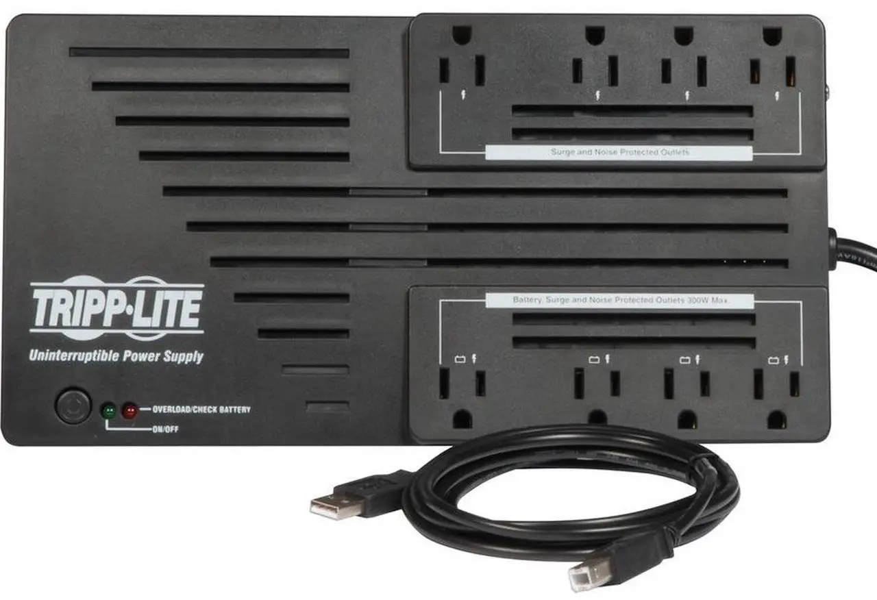 Alt view image 3 of 10 - Tripp Lite VR550U Series 550VA 300W Line-Interactive UPS -8 NEMA 5-15R Outlets, AVR, 120V, 50/60 Hz, USB, Desktop/Wall Mount - Ultra-compact Desktop/Tower/Wall Mount-AVR - 8Hour Recharge -120 V AC