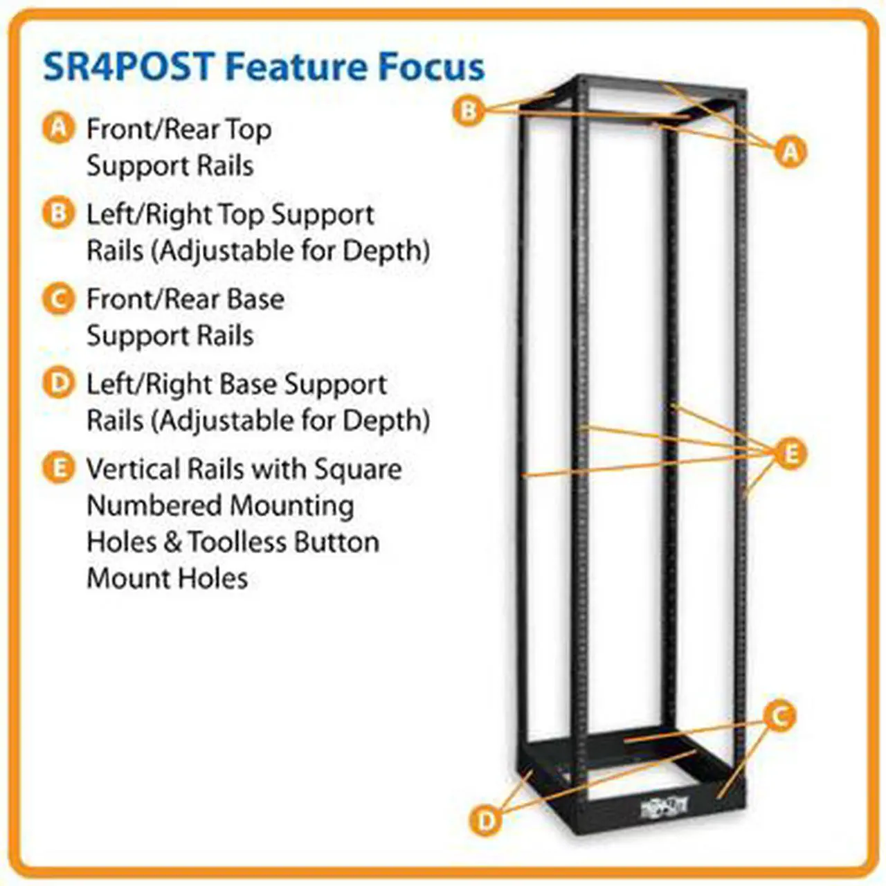 Alt view image 2 of 2 - Tripp Lite SR4POST 45U 4-Post SmartRack Open Frame Rack - Organize and Secure Network Rack Equipment