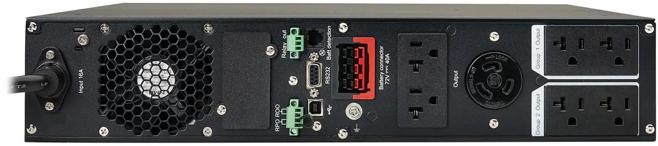 Alt view image 4 of 11 - Tripp Lite series SmartOnline 2000VA 1800W 120V Double-Conversion Sine Wave UPS - 7 Outlets, Extended Run, Network Card Option, LCD, USB, DB9, 2U Rack/Tower (SU220RTXLCD2U)