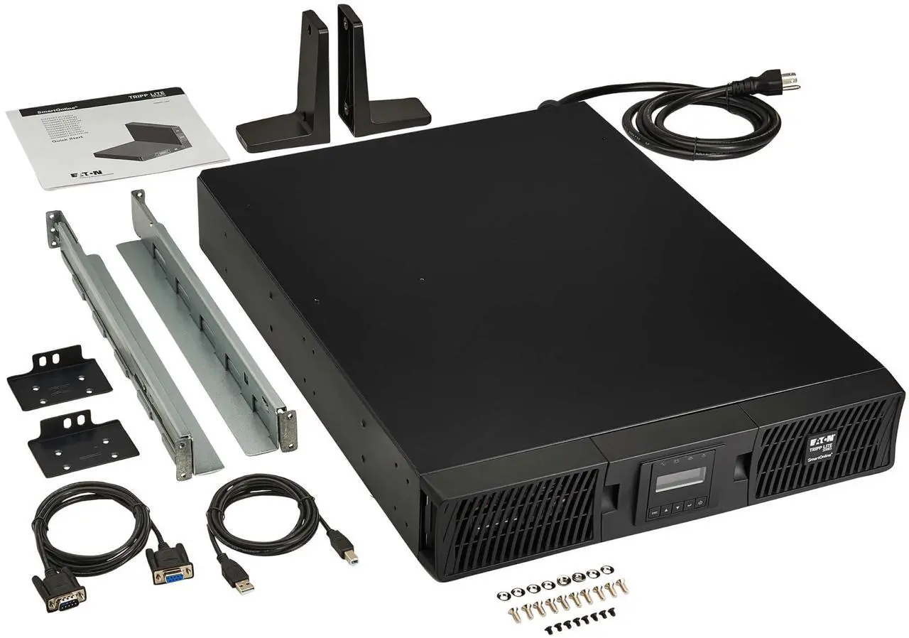 Alt view image 10 of 11 - Tripp Lite series SmartOnline 2000VA 1800W 120V Double-Conversion Sine Wave UPS - 7 Outlets, Extended Run, Network Card Option, LCD, USB, DB9, 2U Rack/Tower (SU220RTXLCD2U)