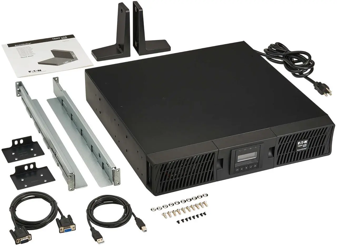 Alt view image 9 of 10 - Tripp Lite series SmartOnline 750VA 675W 120V Double-Conversion Sine Wave UPS - 8 Outlets, Extended Run, Network Card Option, LCD, USB, DB9, 2U Rack/Tower (SU750RTXLCD2U)