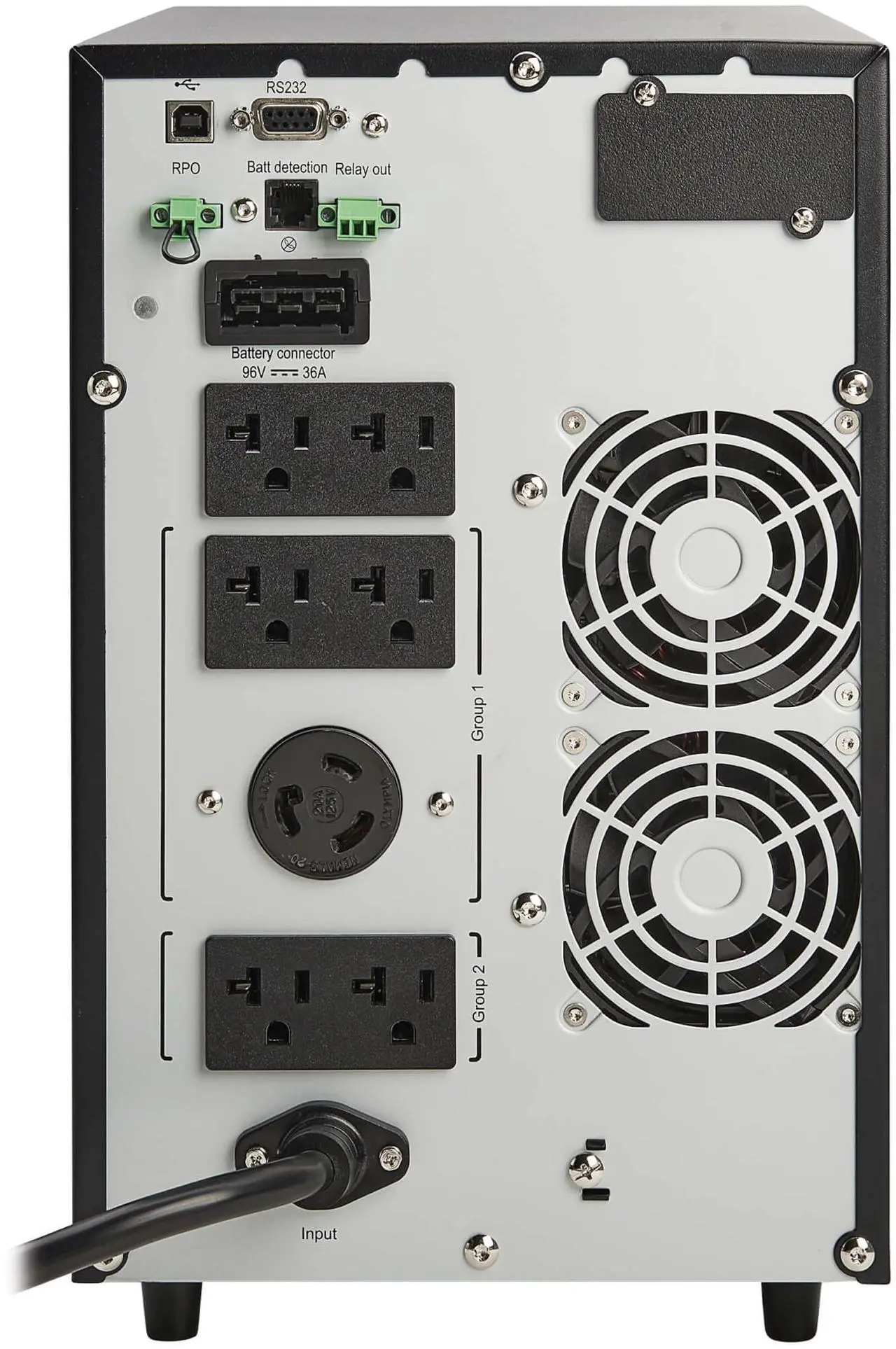 Alt view image 4 of 8 - Tripp Lite series SmartOnline 1960VA 1770W 120V Double-Conversion UPS - 7 Outlets, Extended Run, Network Card Option, LCD, USB, DB9, Tower (SU2200XLCD)
