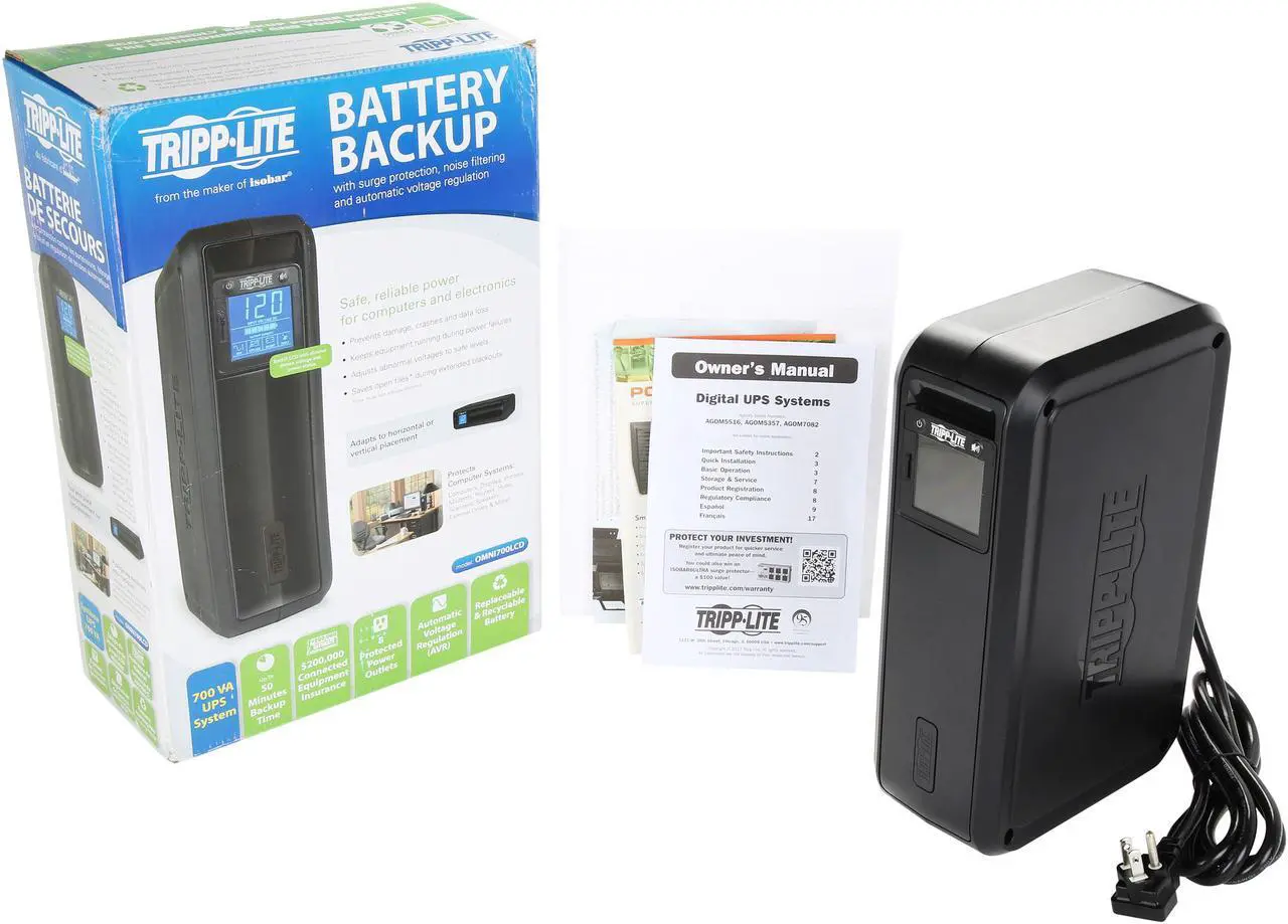 Alt view image 8 of 7 - TRIPP LITE OMNI700LCD 700 VA 420 Watts 8 Outlets Omni LCD Tower Line-Interactive 120V UPS with LCD display and USB port