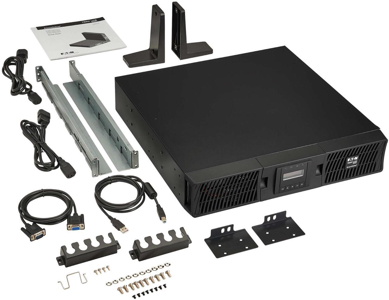 Alt view image 8 of 9 - Tripp Lite series SmartOnline 1500VA 1350W 208/230V Double-Conversion UPS - 8 Outlets, Extended Run, Network Card Option, LCD, USB, DB9, 2U Rack/Tower (SUINT2200LCD2U)
