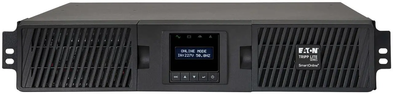 Alt view image 3 of 10 - Tripp Lite series SmartOnline 1500VA 1350W 208/230V Double-Conversion UPS - 8 Outlets, Extended Run, Network Card Option, LCD, USB, DB9, 2U Rack/Tower (SUINT1500LCD2U)