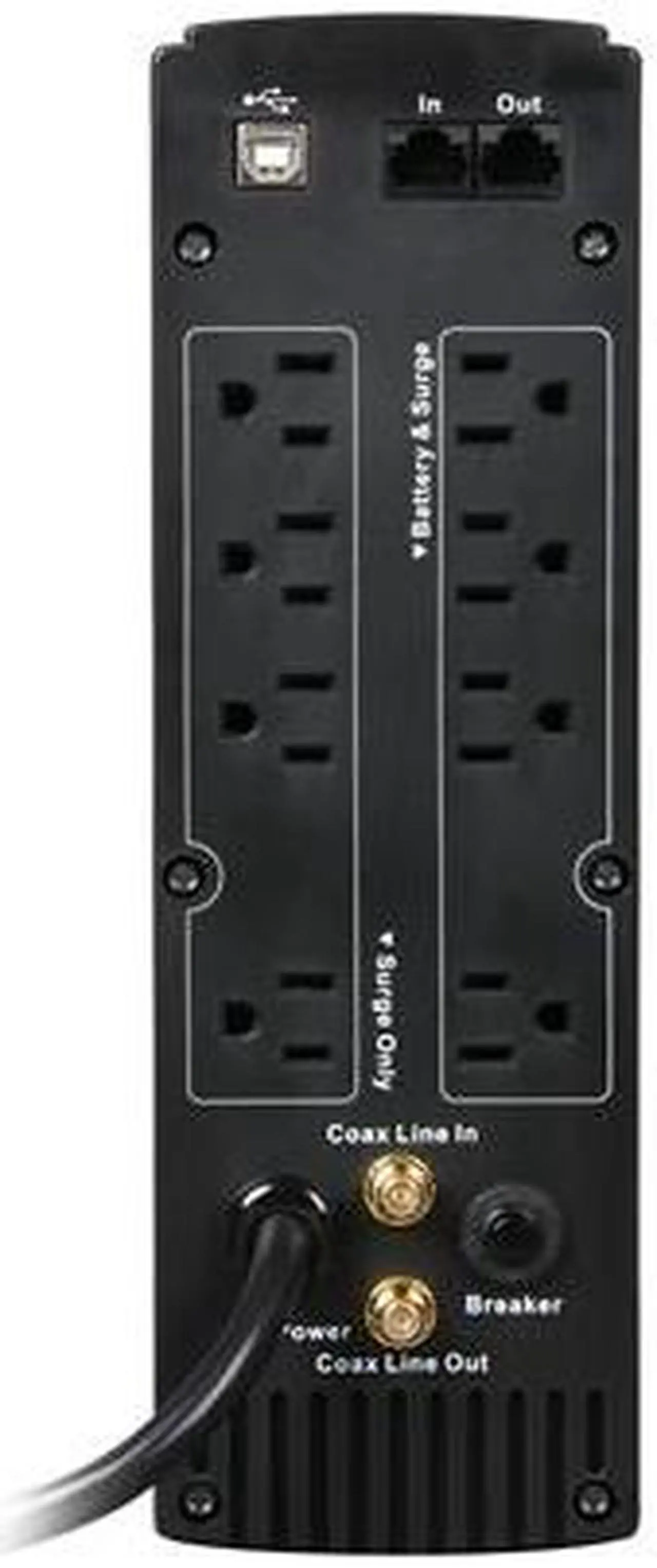Alt view image 4 of 5 - MARUSON Tower Series TOW-1800LCD 1600 VA 8 Outlets UPS BATTERY BACKUP