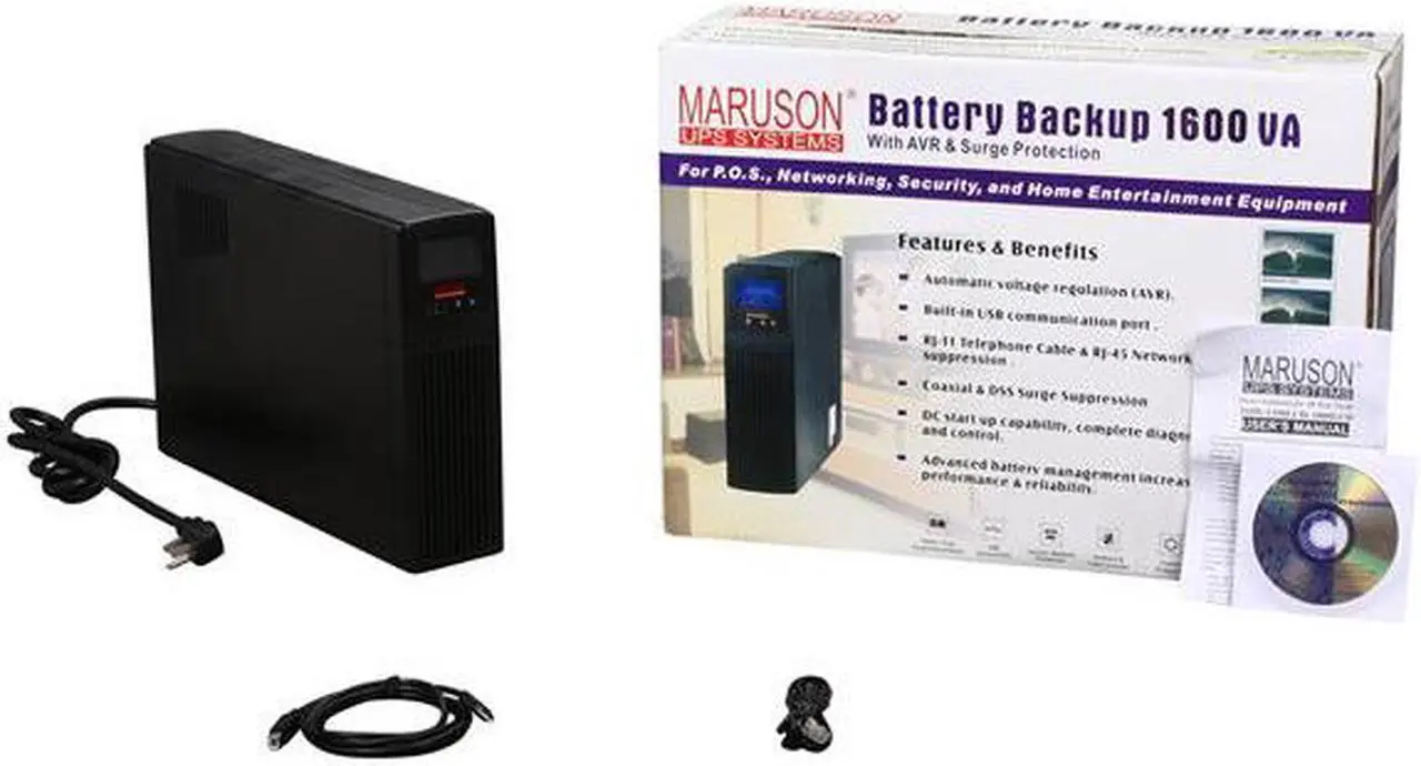 Alt view image 5 of 5 - MARUSON Tower Series TOW-1800LCD 1600 VA 8 Outlets UPS BATTERY BACKUP