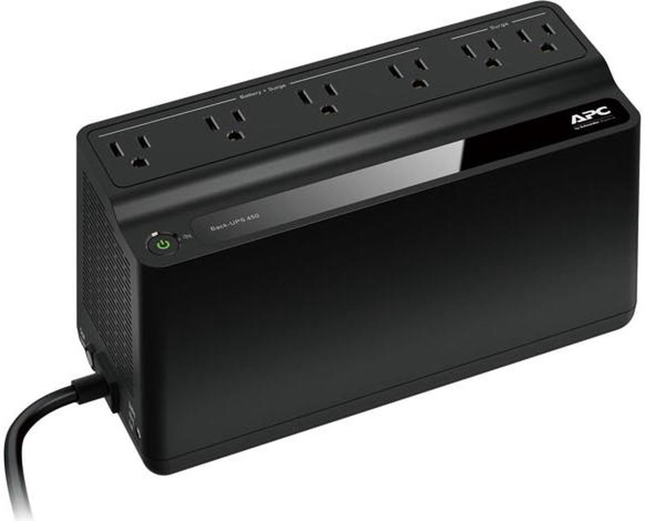 Main image of APC BN450M UPS 450VA, 120V, 6 NEMA outlets (2 surge), Battery is not user replaceable - 8 Hour Recharge - 120 V Input - 120 V AC Output - Square Wave - 2 x NEMA 5-15R Surge, 4 x NEMA 5-15R Receptacle