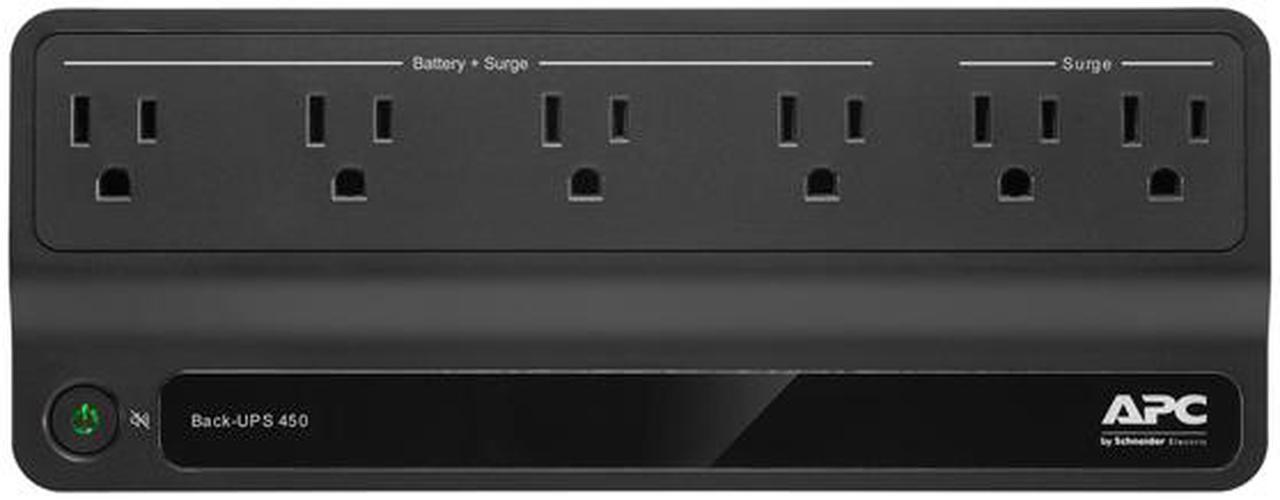Alt view image 3 of 3 - APC BN450M UPS 450VA, 120V, 6 NEMA outlets (2 surge), Battery is not user replaceable - 8 Hour Recharge - 120 V Input - 120 V AC Output - Square Wave - 2 x NEMA 5-15R Surge, 4 x NEMA 5-15R Receptacle