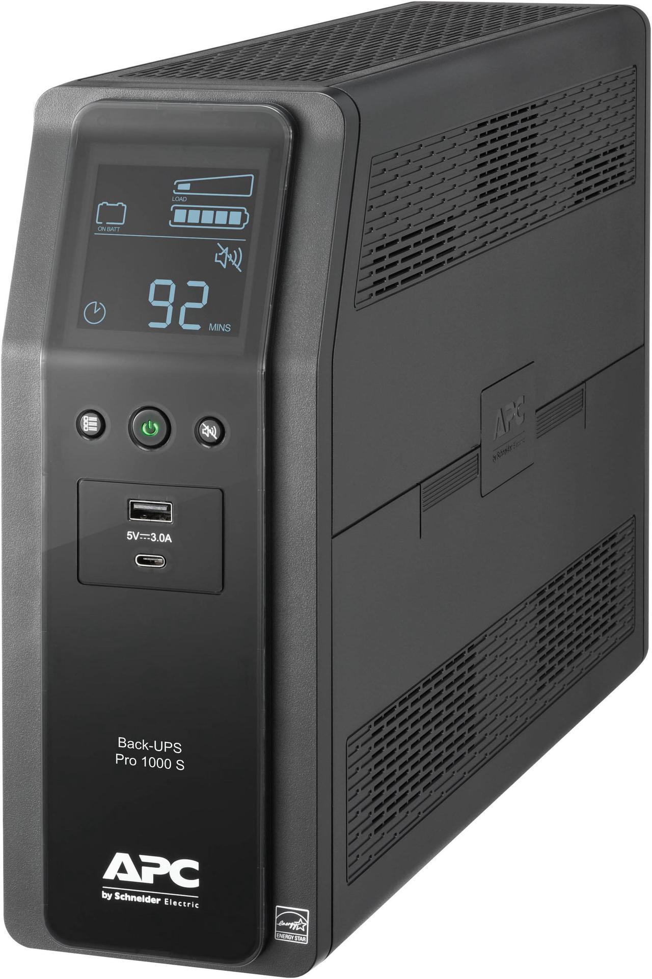 APC BR1000MS 1000 VA Pure SineWave 10 Outlets 2 USB Charging Ports Back-UPS Pro Battery Backup