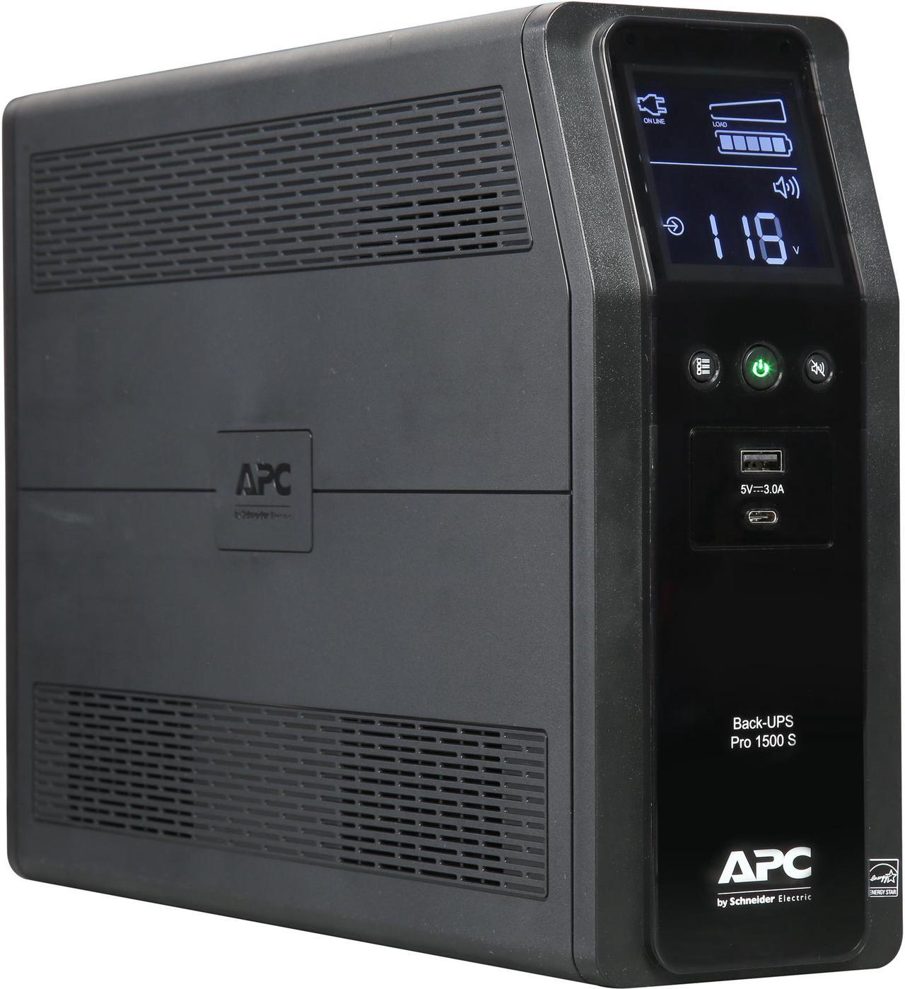 APC BR1500MS 1500 VA SineWave 10 Outlets 2 USB Charging Ports Back-UPS Pro Battery Backup, Replaces BR1500G