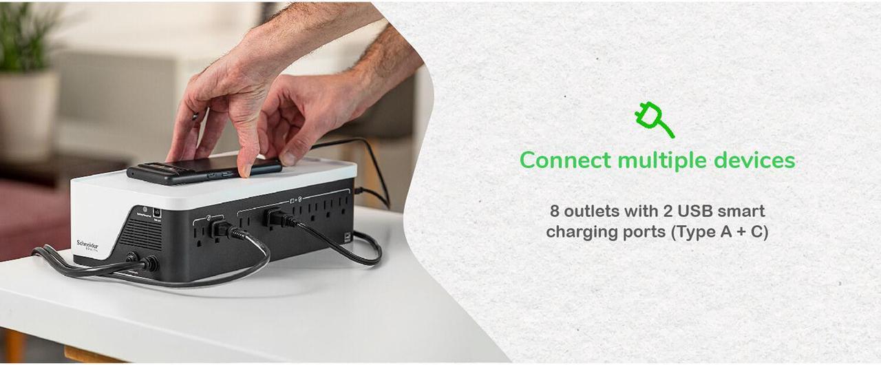 Alt view image 10 of 20 - APC BE700G3 UPSBack-UPS, 700VA/420W, Floor/Wall Mount, 120V, 6x NEMA 5-15R outlets, USB Type A + C Ports, Battery is not user replaceable - Floor/Wall Mountable - AVR - 8 Hour Recharge - 120 V Input