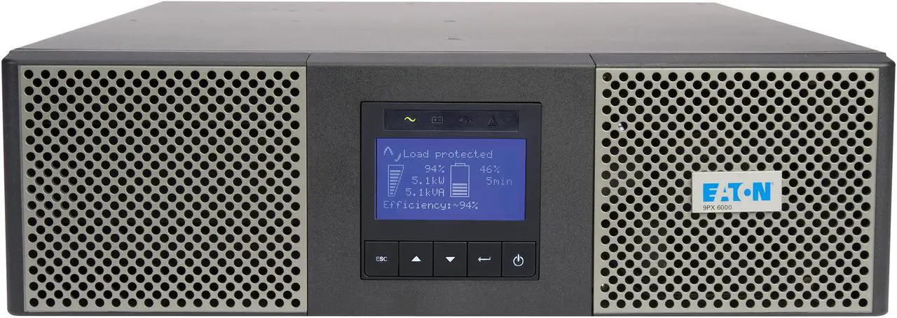 Main image of Eaton 9PX 5000VA 4500W 208V Online Double-Conversion UPS - L6-30P, 2 L6-20R, 2 L6-30R, Hardwired, Cybersecure Network Card, Extended Run, 3U Rack/Tower - 3U Rack/Tower - 3 Minute Stand-by - 9PX5K