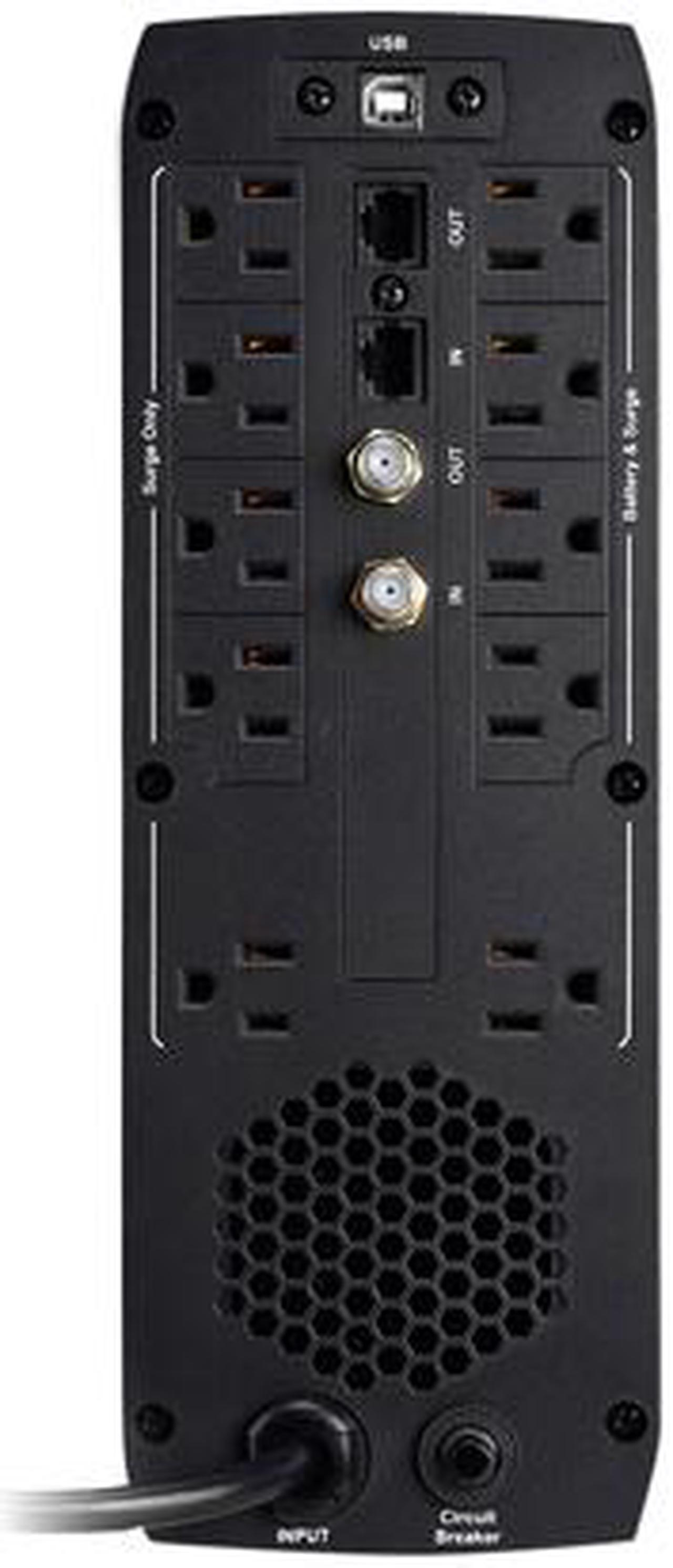 Alt view image 3 of 3 - V7 UPS1TW1500-1N UPS 1500VA Tower (900W, 10 Outlets NEMA 5-15 (B) (5 Battery Backup+5 Surge only), Boost, AVR, LCD-Display, USB, Simulated Sine Wave, Line Interactive, 6ms Transfer time) Black