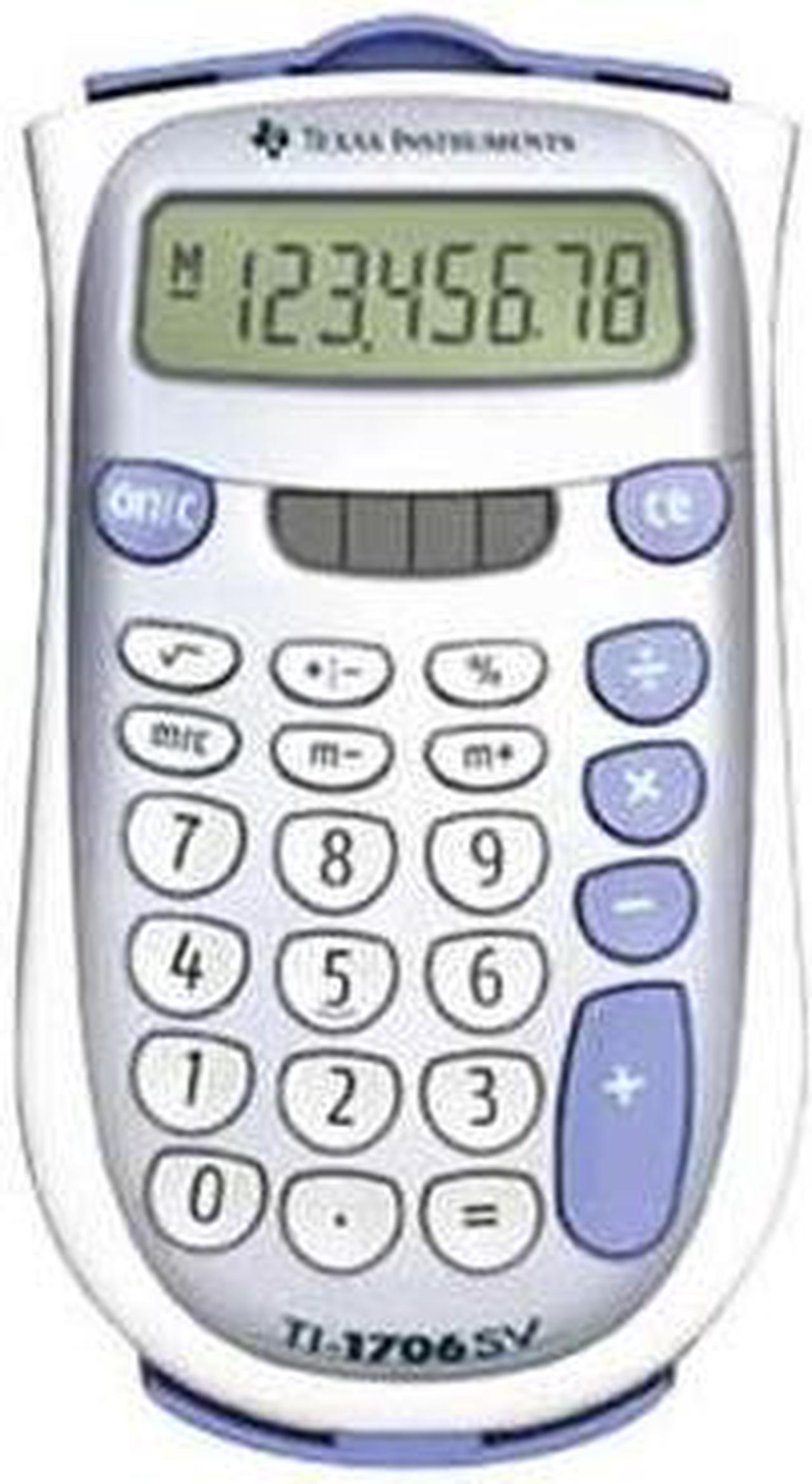 Alt view image 2 of 3 - Texas Instruments TI1706 SuperView Handheld Calculator
8 Character(s) - LCD - Solar, Battery Powered - Gray