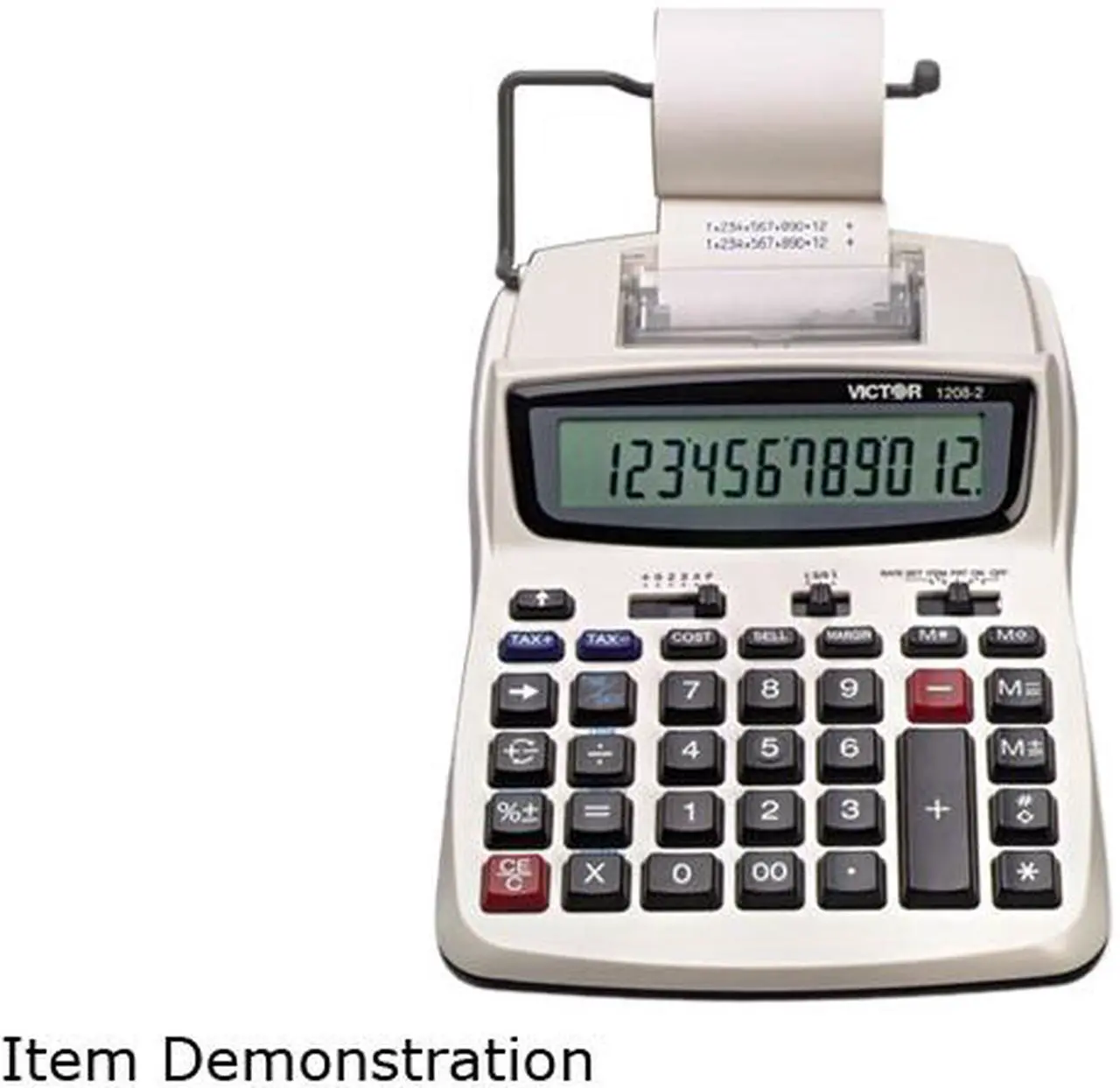 Main image of Victor 1208-2 Two-Color Compact Printing Calculator, 12-Digit LCD, Black/Red