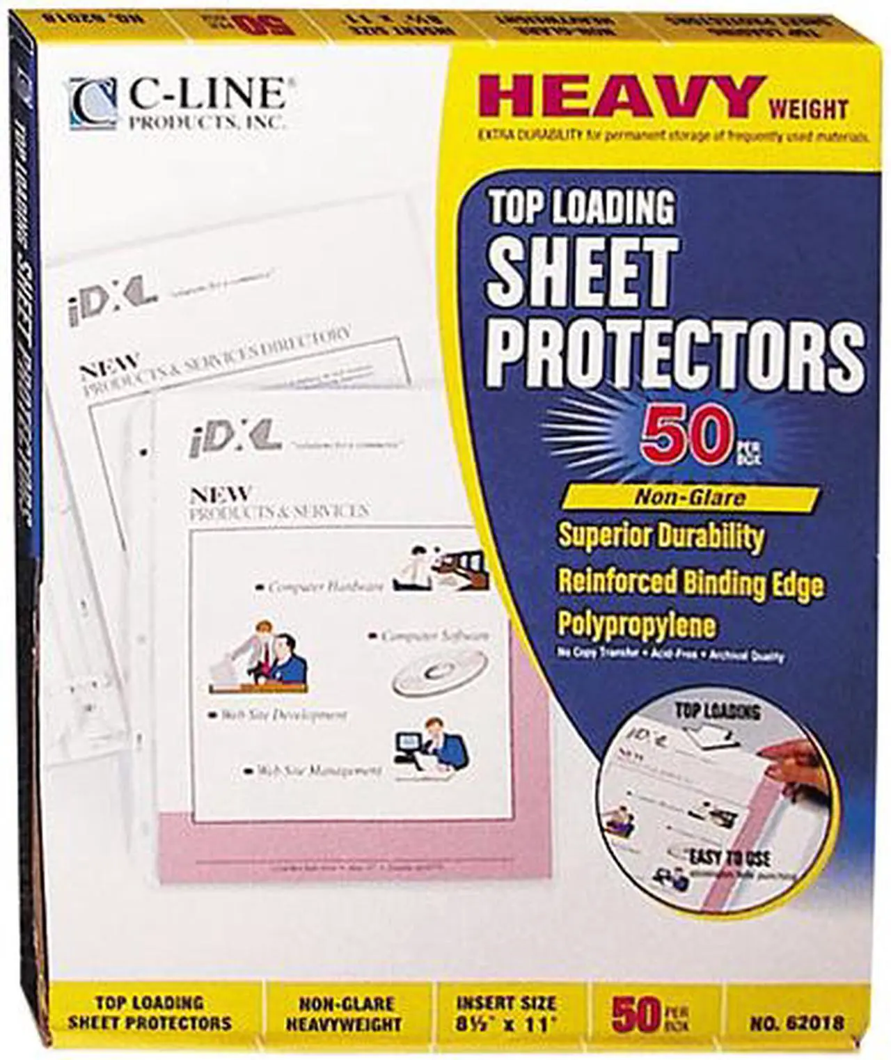 C-line 62018 Top-Load Poly Sheet Protectors, Heavy Gauge, Letter, Non ...