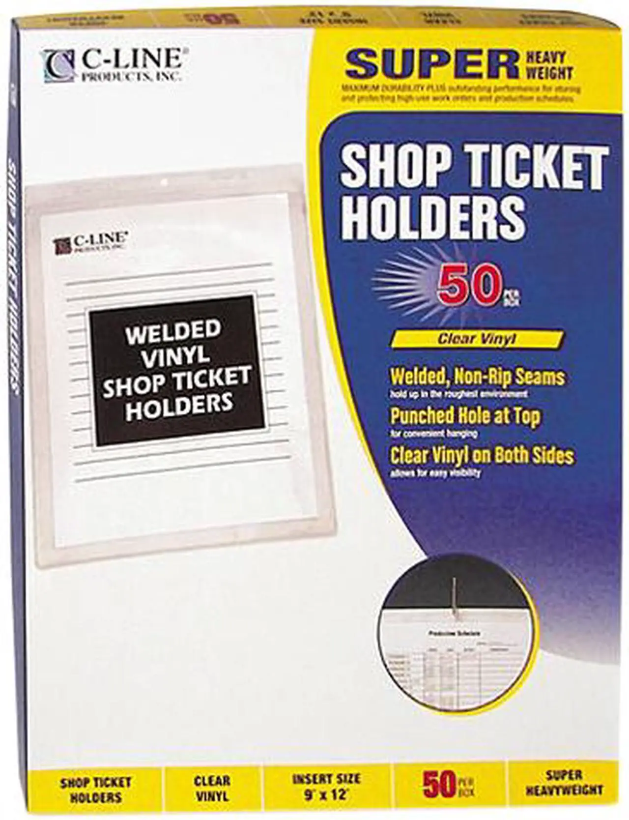 Main image of C-line 80912 Vinyl Shop Seal Ticket Holders, Top-Load, 9 x 12, Clear, 50/Box